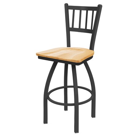Holland Bar Stool Co 30" Swivel Bar Stool, Pewter Finish, Nat Oak Seat 81030PWNatOak